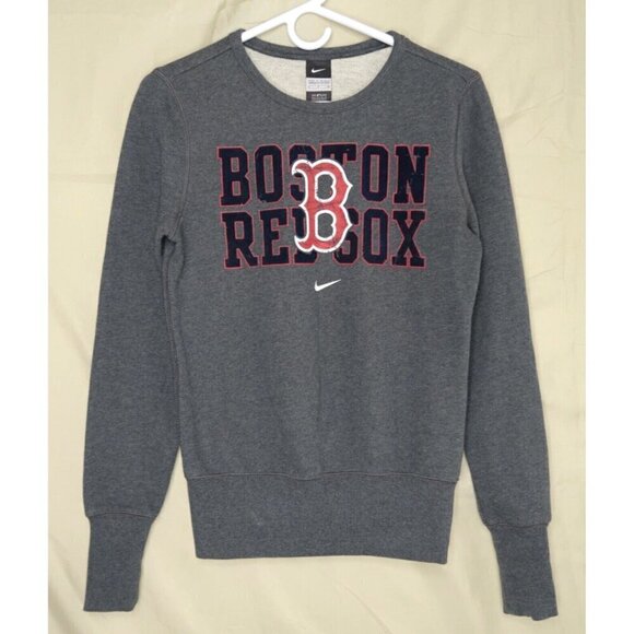 VTG Y2K Nike Boston Red Sox Sweatshirt Pullover Gray Center Swoosh Men's Small - Picture 1 of 12
